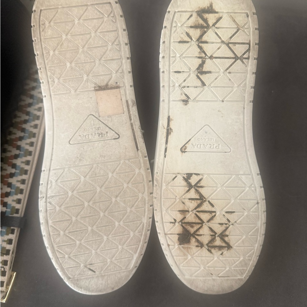 Prada Women's Cream Sneakers with Gold Accents - Picture 7 of 7